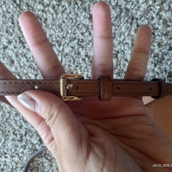 Michael Kors Women's Sandrine Studded Saffiano Leather Crossbody Bag Brown Small - Picture 9 of 11